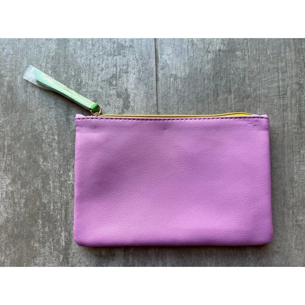 GLAM Vegan Leather Zip Makeup Bag Travel Pouch Wallet Clutch Organizer NEW Purse